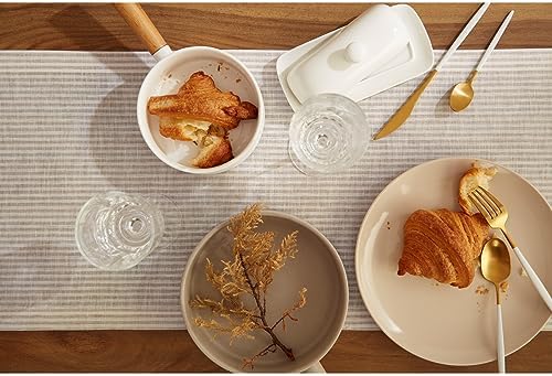 Solino Home 100% Linen Table Runner, 14 x 90 in, Natural and White