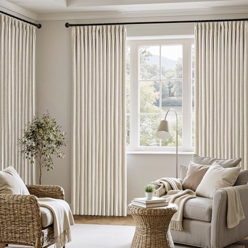 MIULEE Pinch Pleated Thick Linen Curtains 40x84 Inches Oatmeal 4