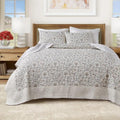 Great Bay Home Floral Quilt Set - 3-Piece Full/Queen Size Neutral