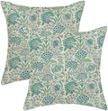 AGAYNA Vintage Floral Pillow Covers 20x20 Boho Teal Flower Throw