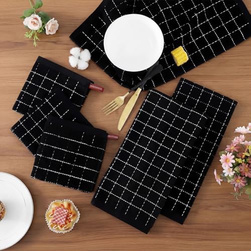 Homaxy Kitchen Towels and Dishcloths Set, 12 x 12 and 13 x 28 Inches
