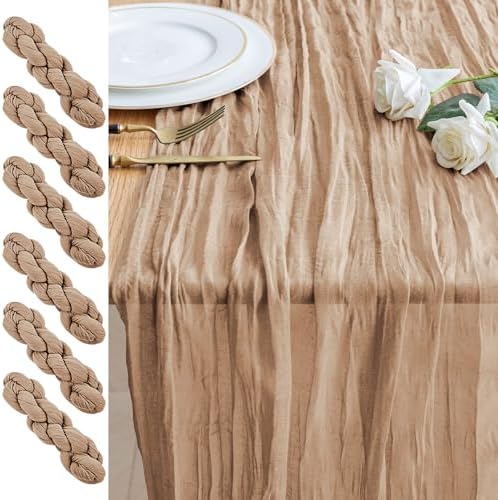 Cheesecloth Table Runner 10FT 6Pcs Nude Boho Gauze Rustic Sheer
