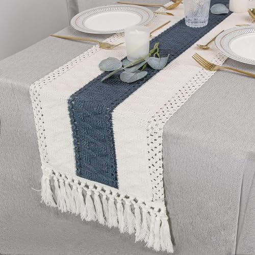 FEXIA Boho Table Runner for Home Decor 12x108 Blue Fall Rustic