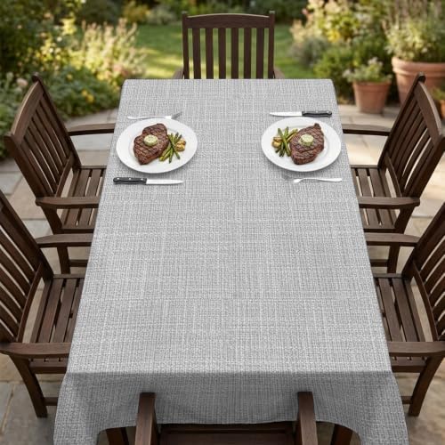Rustic Light Gray Table Cloth Waterproof Tablecloths, Farmhouse Solid