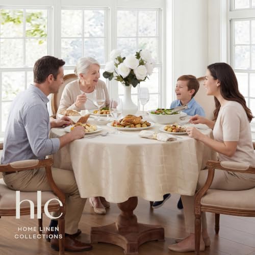 HLC.ME Modena Beige Waterproof Tablecloth, Dining Table Cover, 70"