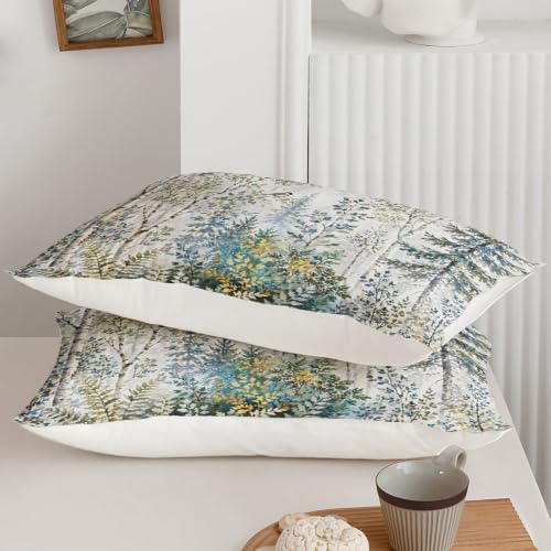 AILONEN Forest Trees Fog Gray Duvet Cover Set King, Nature Artwork