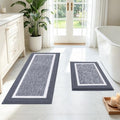 Pauwer Bathroom Rugs Sets 2 Piece, Non Slip Washable Bath Mat, Dark