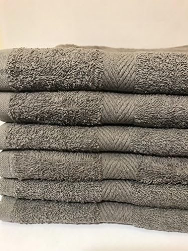 24 Pieces NEW Gray Bath Towel Dobby Border Ring Spun 100% Cotton 22X44