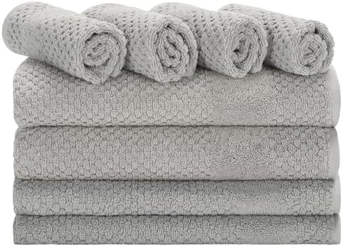 SAFAVIEH Home Collection Chelsea 8-Piece Towel Set – Grey Cotton, 650
