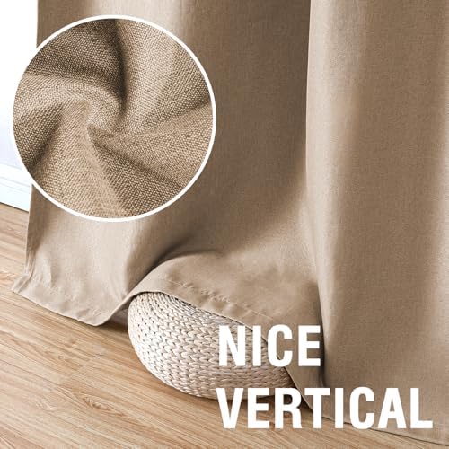 H.VERSAILTEX Linen Blackout Curtains 108 Inches Long for