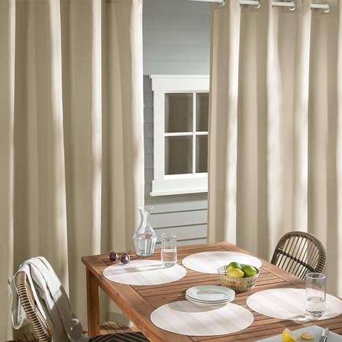 TOWN & COUNTRY BASICS Cabana Solid Indoor Outdoor Curtains, Light