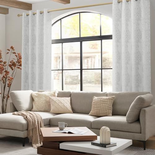 Off White Curtains 84 Inches Long for Bedroom Grommet Tone on Tone