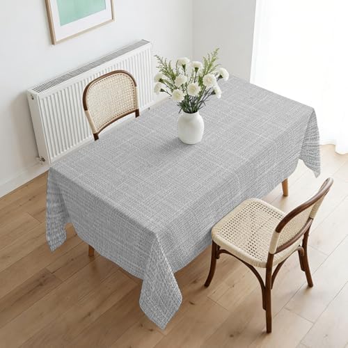 Rectangle Tablecloths, Modern Gray Linen Texture Waterproof Table