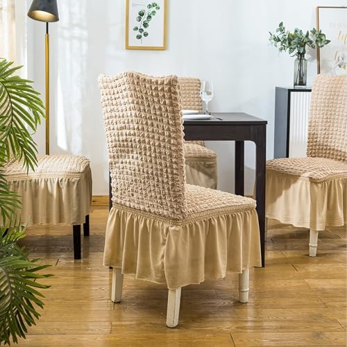 Qubjus Chair Covers for Dining Room Set of 6 Stretch Chair Slipcovers