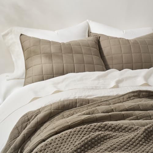 EverGrace Cotton Gauze Muslin Quilt Set, King, Stone Taupe