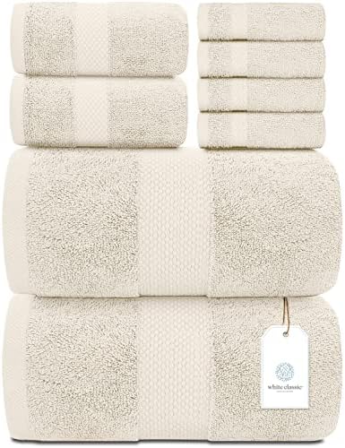 White Classic Ivory 8 Piece Towel Set