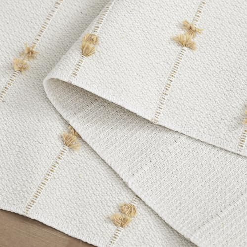 Artoid Mode Taupe Beige Boho Farmhouse Cotton Woven Table Runner
