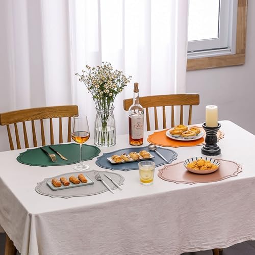 4 PCS Dining Table Placemats, 11.62 x 16.93 Inches PVC Leather Light
