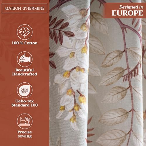 Maison d' Hermine Curtains for Living Room 100% Cotton 50"x96"