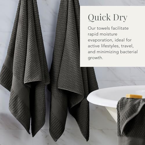 NY Loft 100% Cotton 6-Piece Bath Towel Set | Dark Grey | Quick-Dry