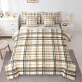 Castle Fairy Neutral Plaid 7pcs Comforter Set Twin Size,Earthy Cream