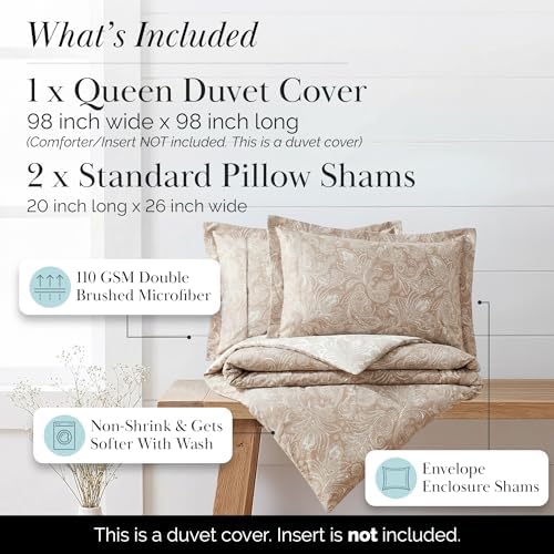Reversible Paisley Duvet Cover Queen Size / Full Set 3 Piece Boho