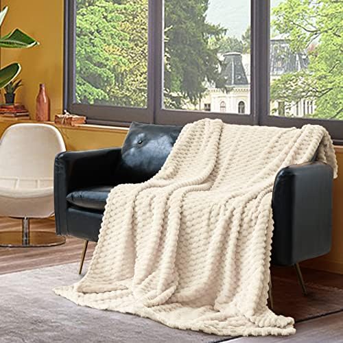 Vessia Flannel Fleece King Size Bed Blanket(108x90 inch), 3D Jacquard