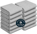 Grey Honeycomb Kitchen Towels 12 Pack, 16x26 Inch, 100% Cotton, Fast