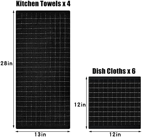 Homaxy Kitchen Towels and Dishcloths Set, 12 x 12 and 13 x 28 Inches