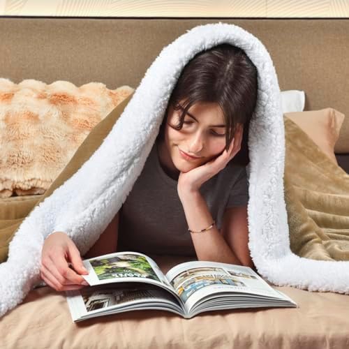 KAWAHOME Sherpa Fleece King Size Blanket for Bed, Extra Warm Heavy