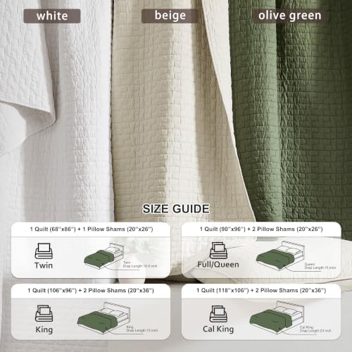 R.SHARE Beige 100% Cotton Quilt Set California King Size, Textured