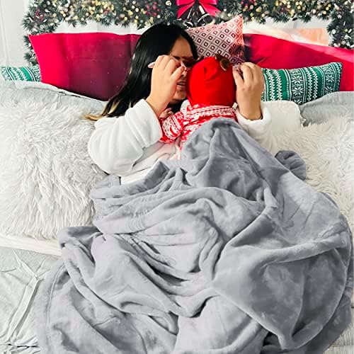 Bedsure GentleSoft Fleece Blanket California King Light Grey