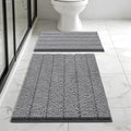 Bcoimo Bath Rug Mat Sets, 2 Piece Extra Soft Chenille Gray Bathroom