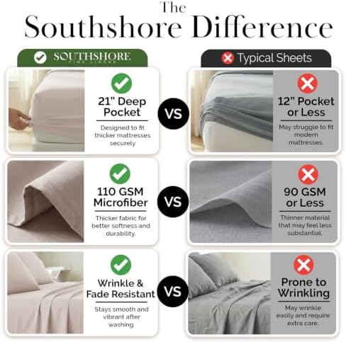 21 Inch Deep Pocket Full Size Bed Sheets Set Soft Microfiber Natural