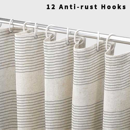 WOUVMA Boho Shower Curtains for Bathroom with Tassels Grey Farmhouse