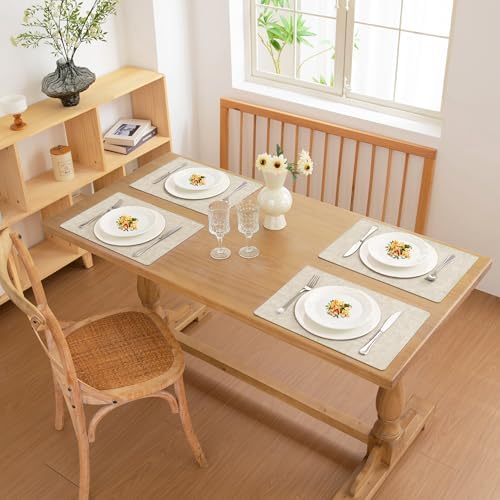 FROMHEART Faux Leather PU Placemats Set of 6 (Beige,11.8" x 17")