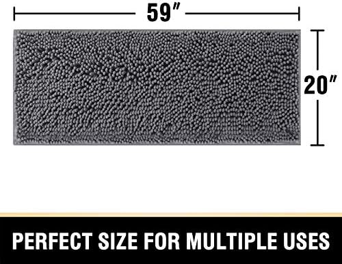 H.VERSAILTEX Chenille Bath Mat Set Non Slip 59"x20", Grey