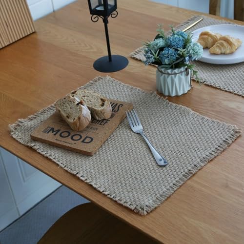 Beydodo Oblong Placemats Set of 8, Dining Table Placemats Jute 16x12