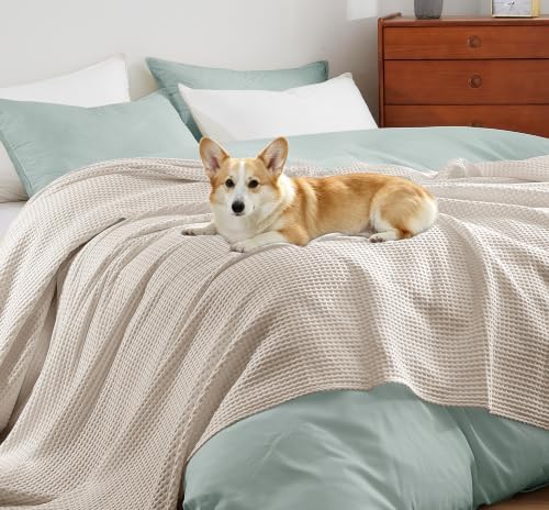 100% Egyptian Cotton Waffle Weave Blanket Full Size for Bed, 320 GSM
