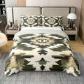 jejeloiu Bohemian Pattern Duvet Cover 100% Cotton Queen Size Green