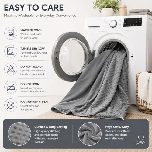 Weighted Blanket Cover 60x80, Dark Grey Removable Duvet Cover for