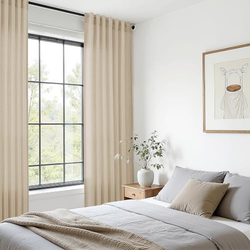 Naturoom Linen Curtains 96 Inch Long 8ft for Living Room Burlywood 2