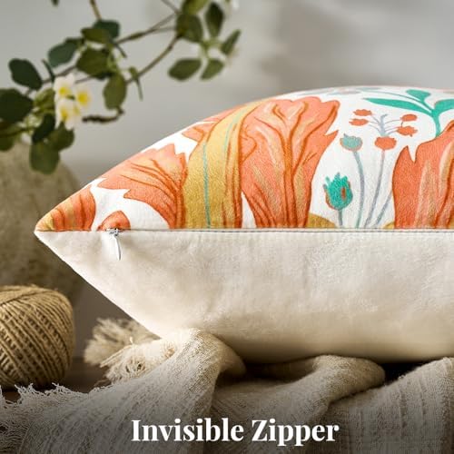 GIGIZAZA Decorative Floral Throw Pillow Covers 18x18 Velvet Pack of 2