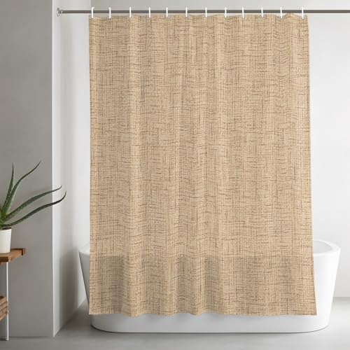 Minimalist Beige Shower Curtain for Bathroom Rustic Neutral Modern