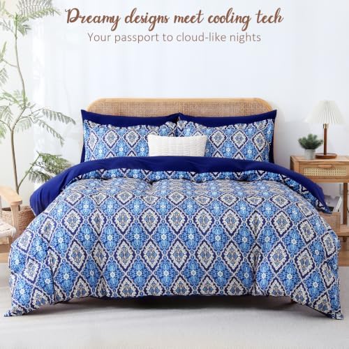 LONAVA King Paisley 3 Pcs Duvet Cover Set, Breathable Soft Microfiber