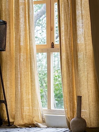 100% Natural Linen Curtains 84 Inch Length for Living Room 1 Panel