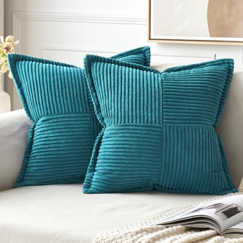 MIULEE Decorative Throw Pillow Covers for Couch 20x20 Inch Teal Blue