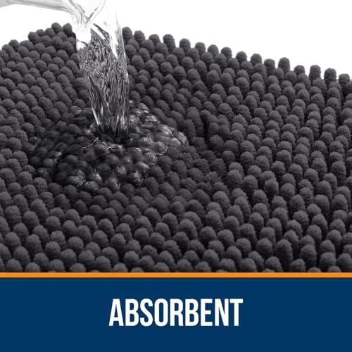 OLANLY Bathroom Rugs Sets 3 Piece, 36"x24"+24"x16"+24"x20", Dark Grey
