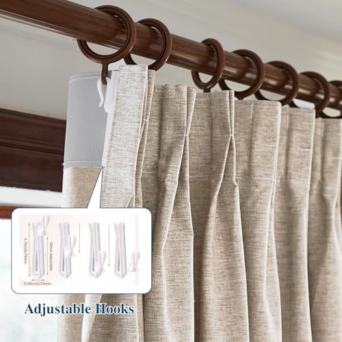 LETAU Long Linen Texture Sand Beige Curtains 120 inches, Pinch Pleated