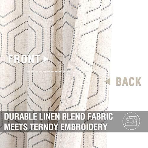 jinchan Grey Boho Window Curtains 84 Inch Length 2 Panels Set Linen